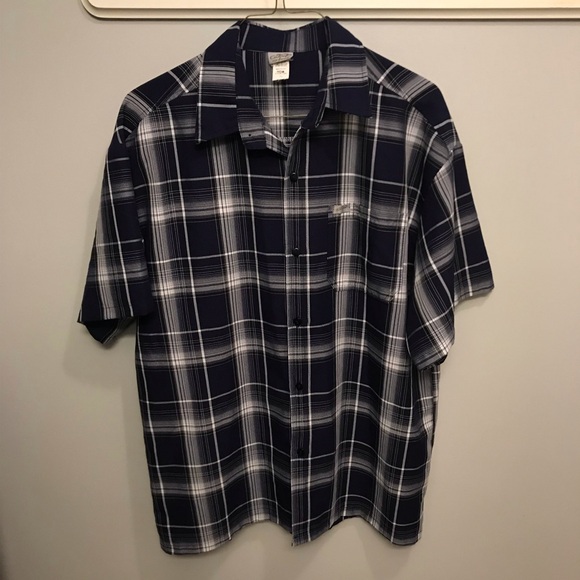 CalTop Black Red White Ombre Flannel Shirt – Old School OG, Biker / Chicano Style, Long Sleeve Button-Up